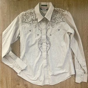 Pinstripe embellished Brooks and Dunn Collection embellished shirt Y2K cowboy